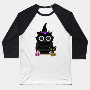 Black Owl Witch Baseball T-Shirt